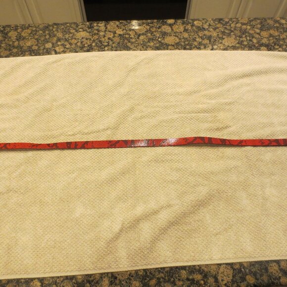 Express Women's Italian Leather Belt - Snake Skin - Skinny Width -Red/Blk-Medium - Picture 1 of 8